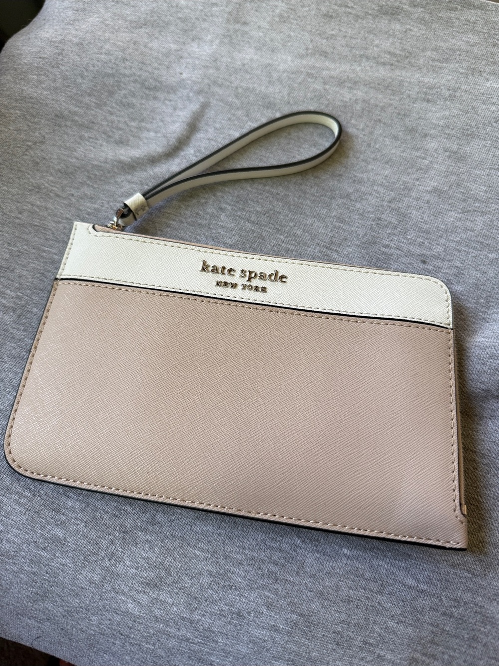 kate spade Two-Tone Leather Wristlet - Blush & Cream